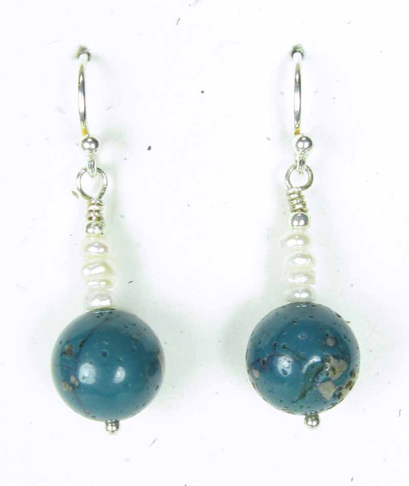 Leland Blue Round Earrings with Tiny Pearls